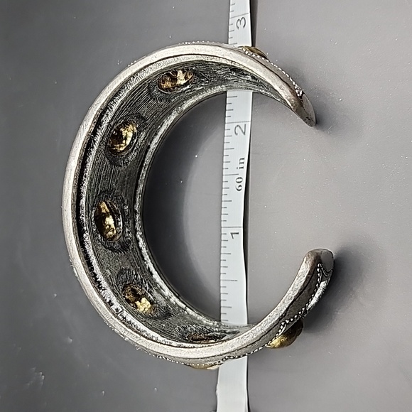 Vintage Gold & Silver Tone Brass Cuff Bracelet - Picture 6 of 8